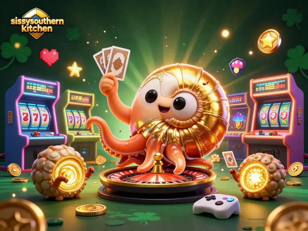 Engage in thrilling gameplay at sissyssouthernkitchen's dynamic casino scene featuring a giant nautilus roulette wheel