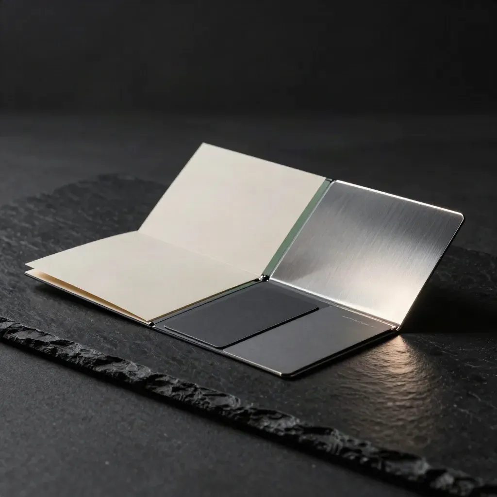 Kit premium de auditoría SEO en carpeta negra con tarjetas técnicas y acento verde.